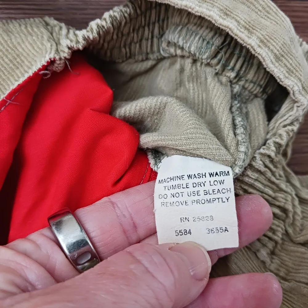 Vintage Crawler Tan Corduroy Car Overalls Red Trim 18 Months 5584 3655A